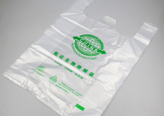 Sac à provisions en plastique jetable biodégradable de T-shirt de biens d'EN13432 18x58cm