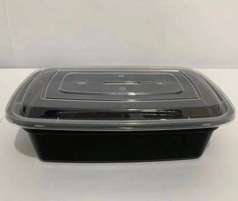 Conteneur de nourriture en plastique jetable Microwavable noir de 1000ml pp