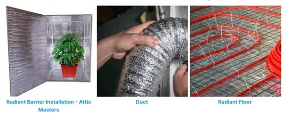 Fabrication à base d'aluminium en feuille de tissu réfléchissante simple ou double
