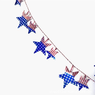 Grande étoile à cinq branches décoration du drapeau américain couronne d'ornement de sapin de Noël, couronne de fil Canne de Noël