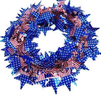 Grande étoile à cinq branches décoration du drapeau américain couronne d'ornement de sapin de Noël, couronne de fil Canne de Noël