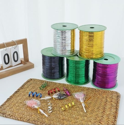 Fil de cravate à fleurs, rouleau de cravate d'emballage alimentaire, corde colorée pour sceller les cadeaux 300,400 mètres de cravate en or et en argent