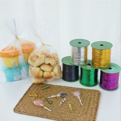 Fil de cravate à fleurs, rouleau de cravate d'emballage alimentaire, corde colorée pour sceller les cadeaux 300,400 mètres de cravate en or et en argent