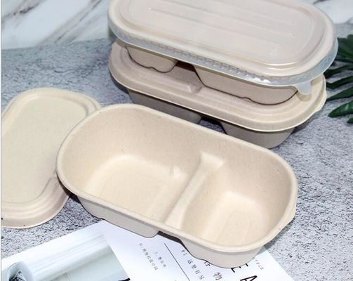 blé jetable simple et bigrille Straw Paddle Degradable Lunch Box de 1000ml