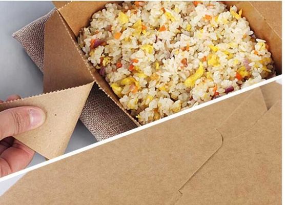 Aliments de préparation rapide jaunes et gamelle à emporter de papier d'emballage d'emballage alimentaire