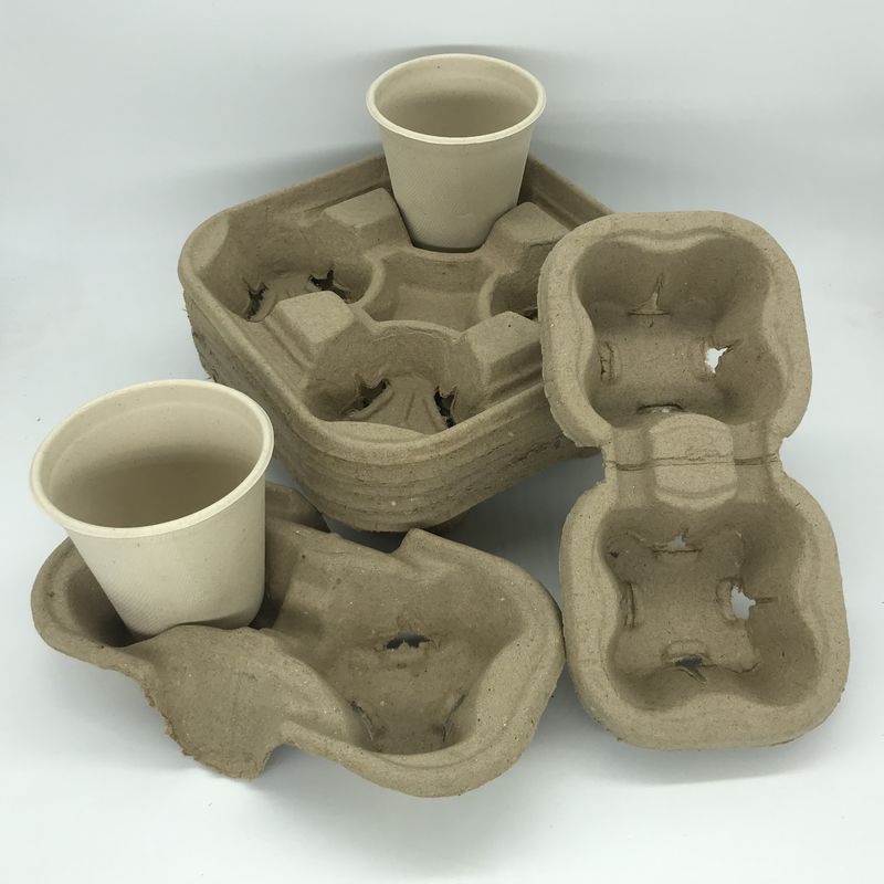 Les transporteurs de tasse de papier de Tray Biodegradable Pulp 2&amp;4 de tasse de café pour emportent l'expédition